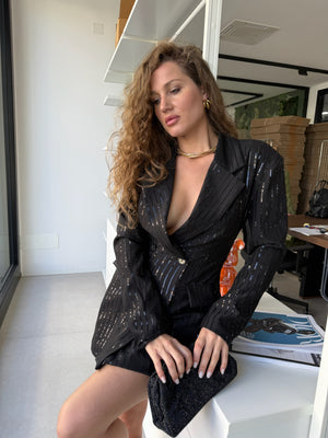 Abito blazer con pagliette nero
