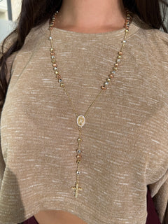 Collana rosario croce strass