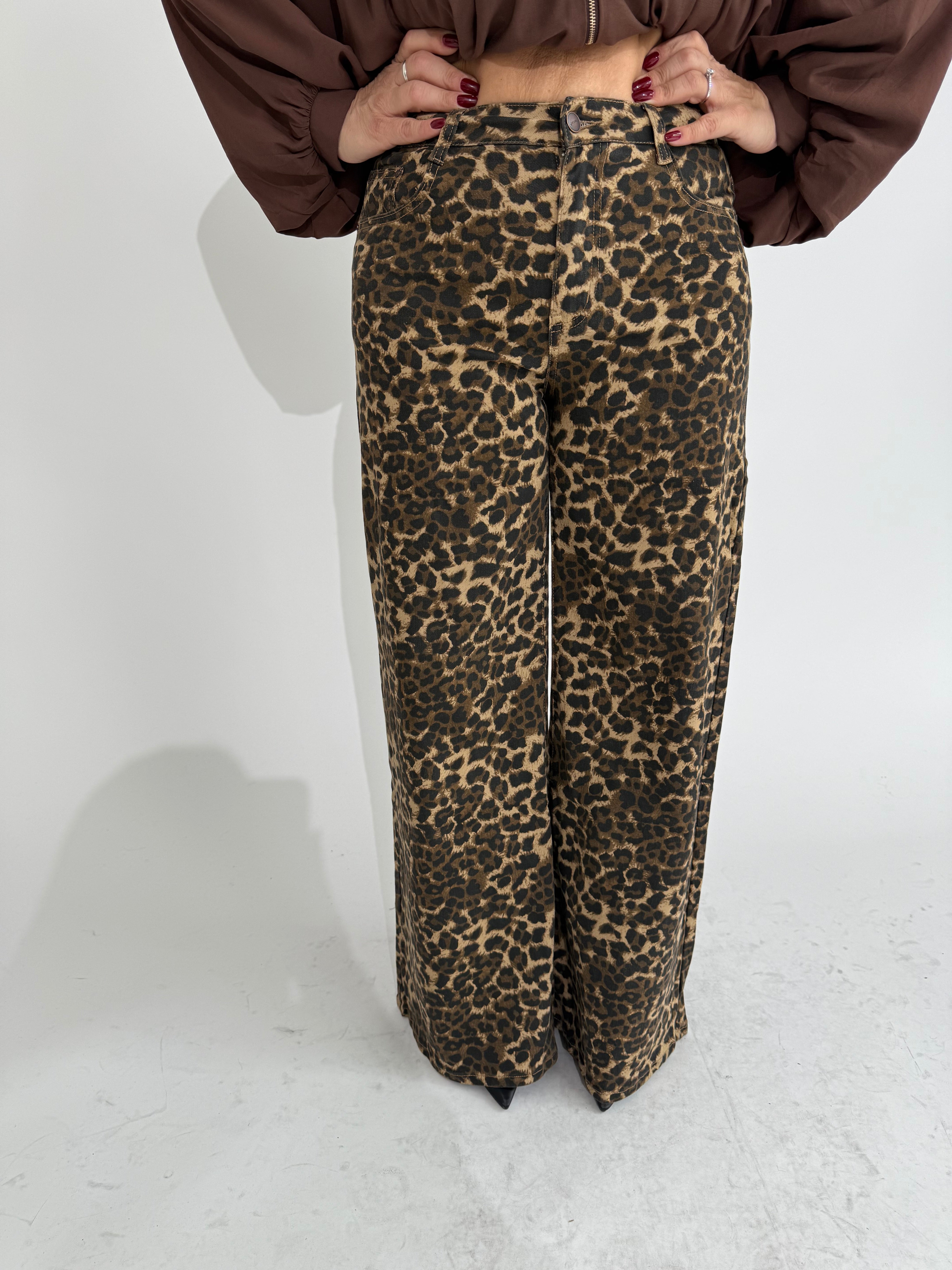 Jeans palazzo animalier