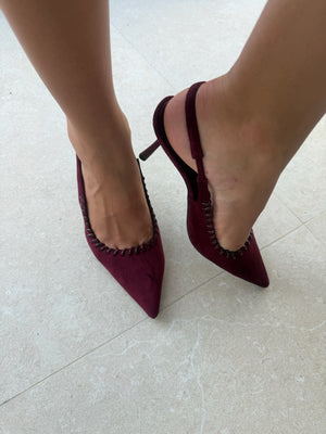 Décolleté slingback camoscio