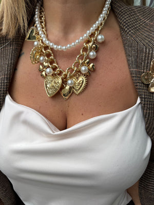 Collana perle e cuori