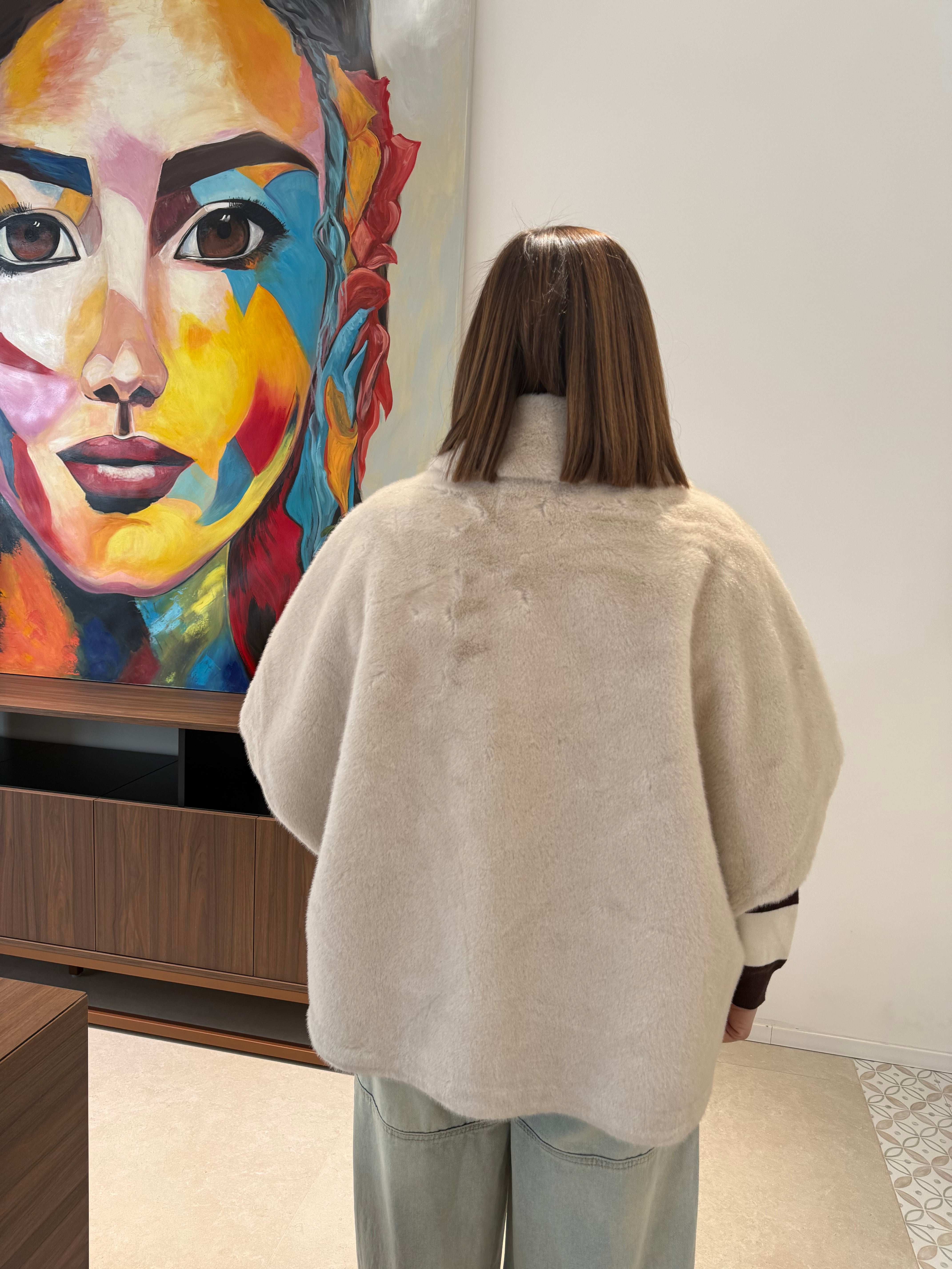 Pelliccia mantella con zip