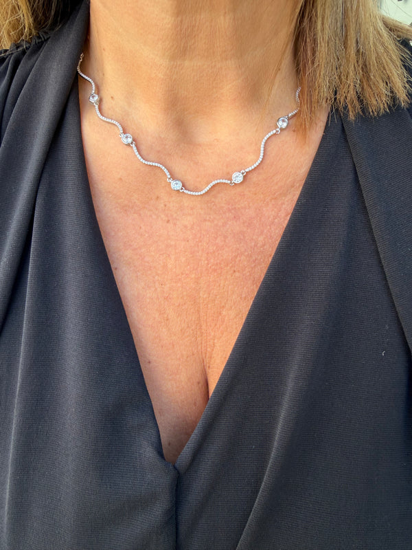 Collana onda e strass