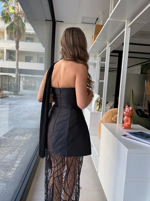 Abito bustier con gonna in paillettes