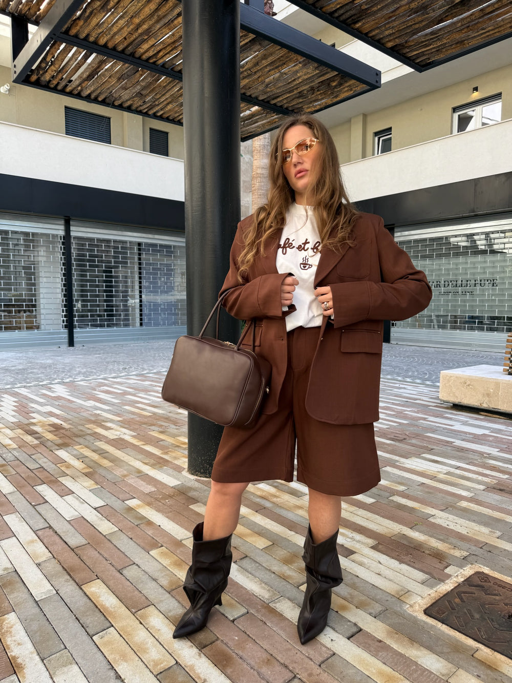 Tailleur con bermuda quadrifoglio