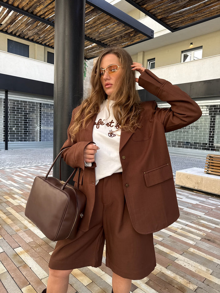 Tailleur con bermuda quadrifoglio
