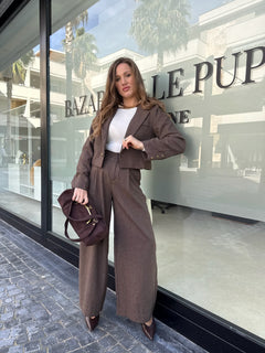 Tailleur spina di pesce brown