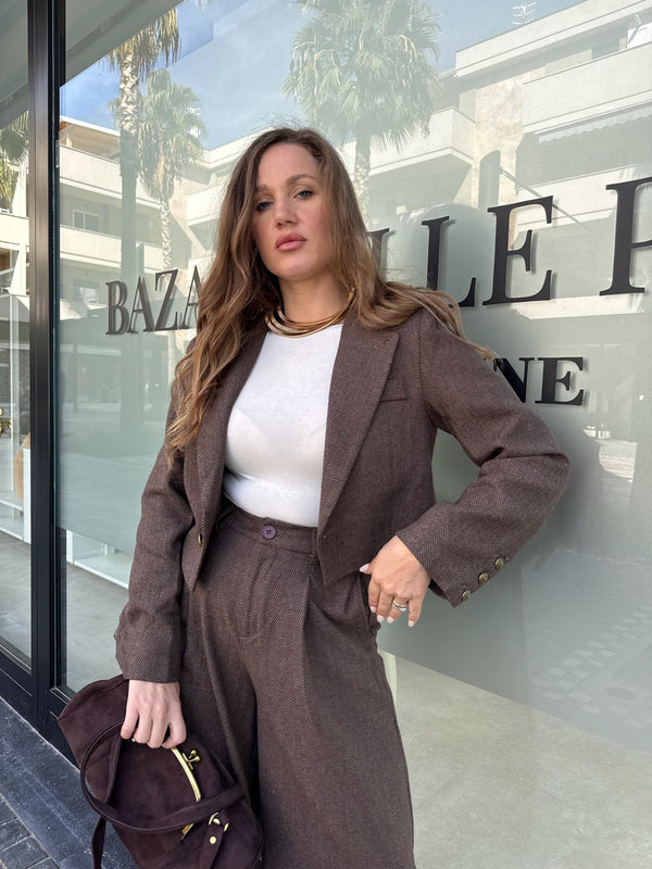 Tailleur spina di pesce brown