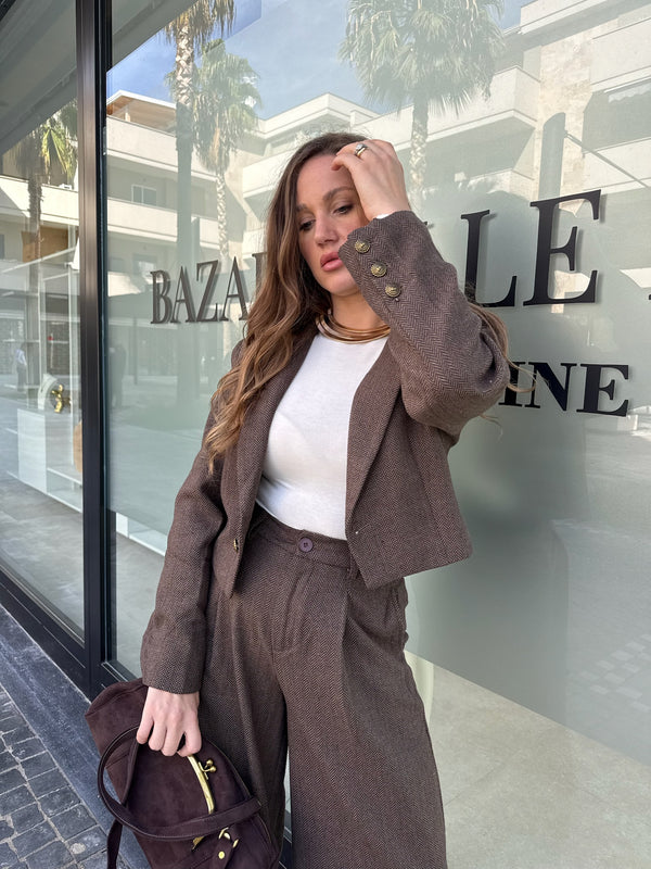 Tailleur spina di pesce brown