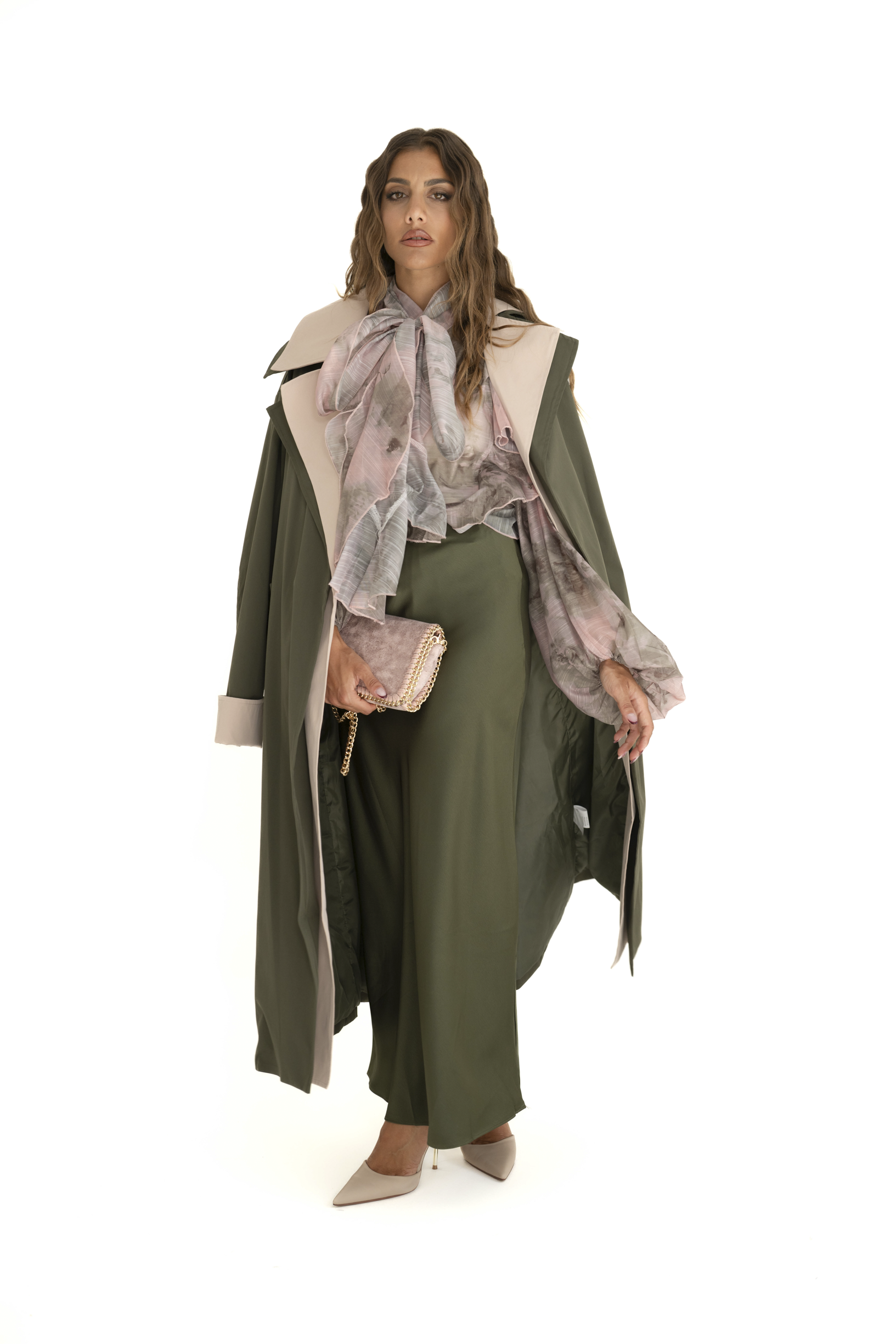 Trench bicolore verde