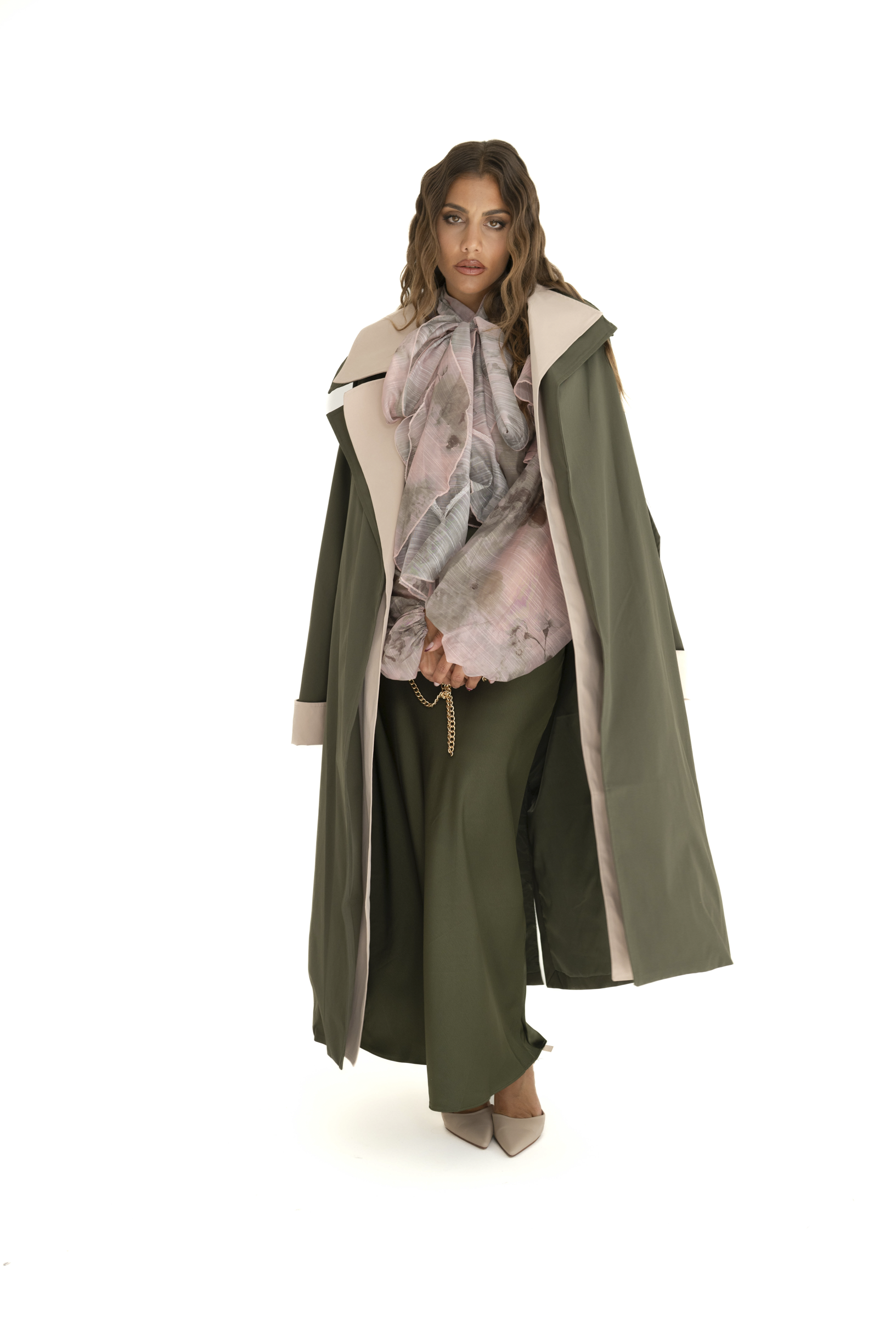 Trench bicolore verde