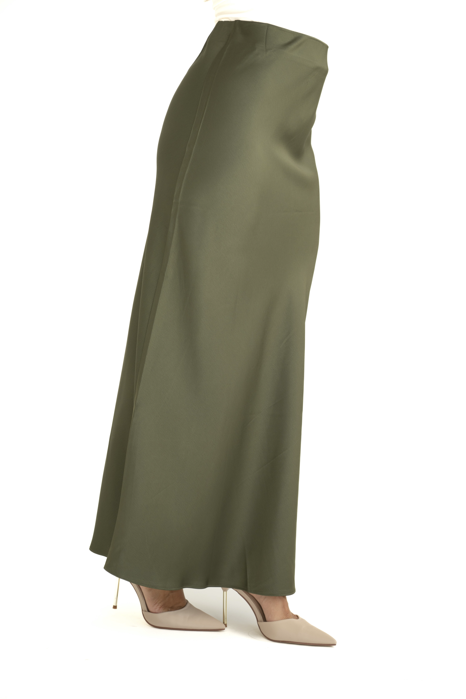 Gonna in raso midi verde