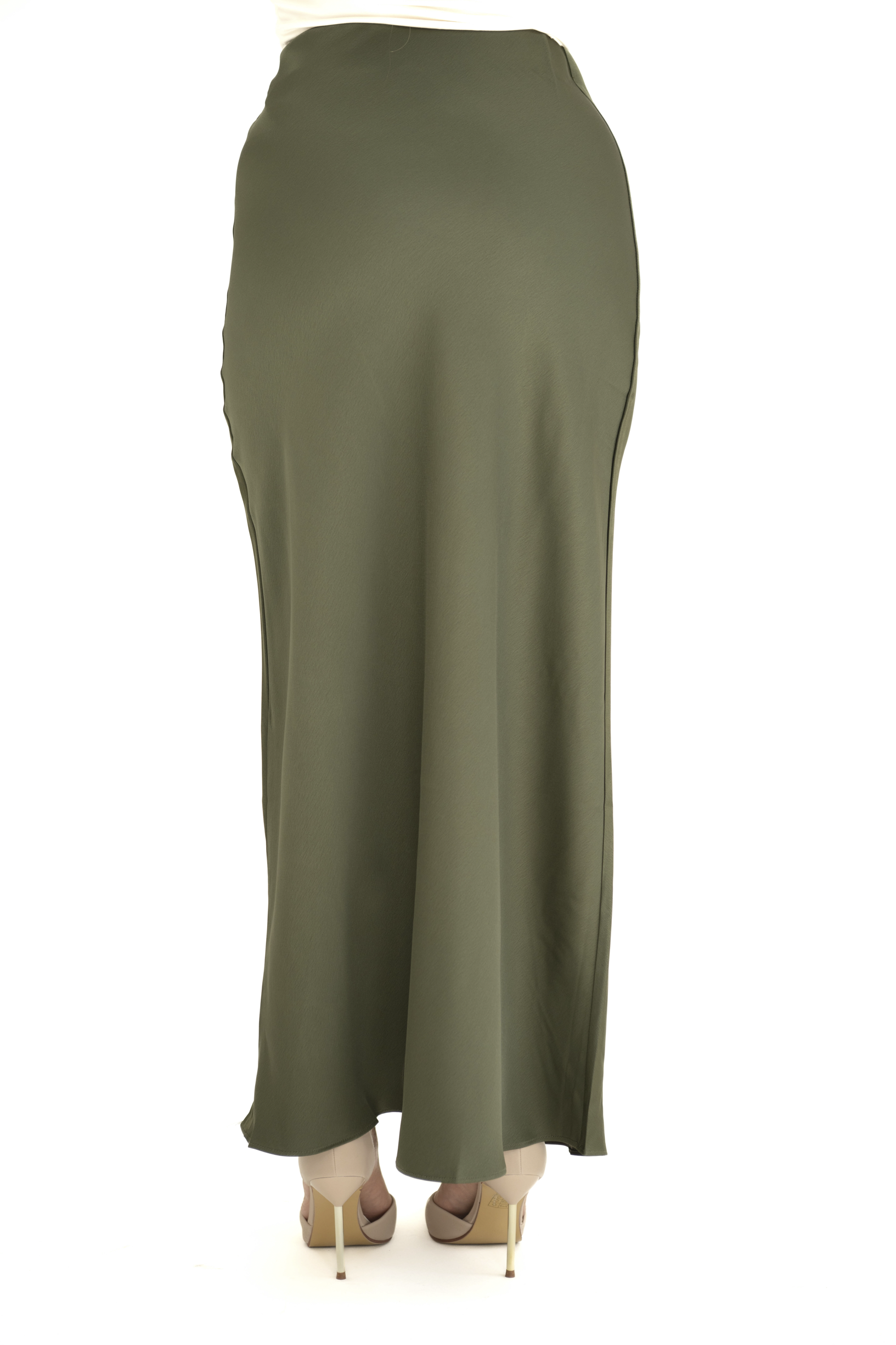 Gonna in raso midi verde