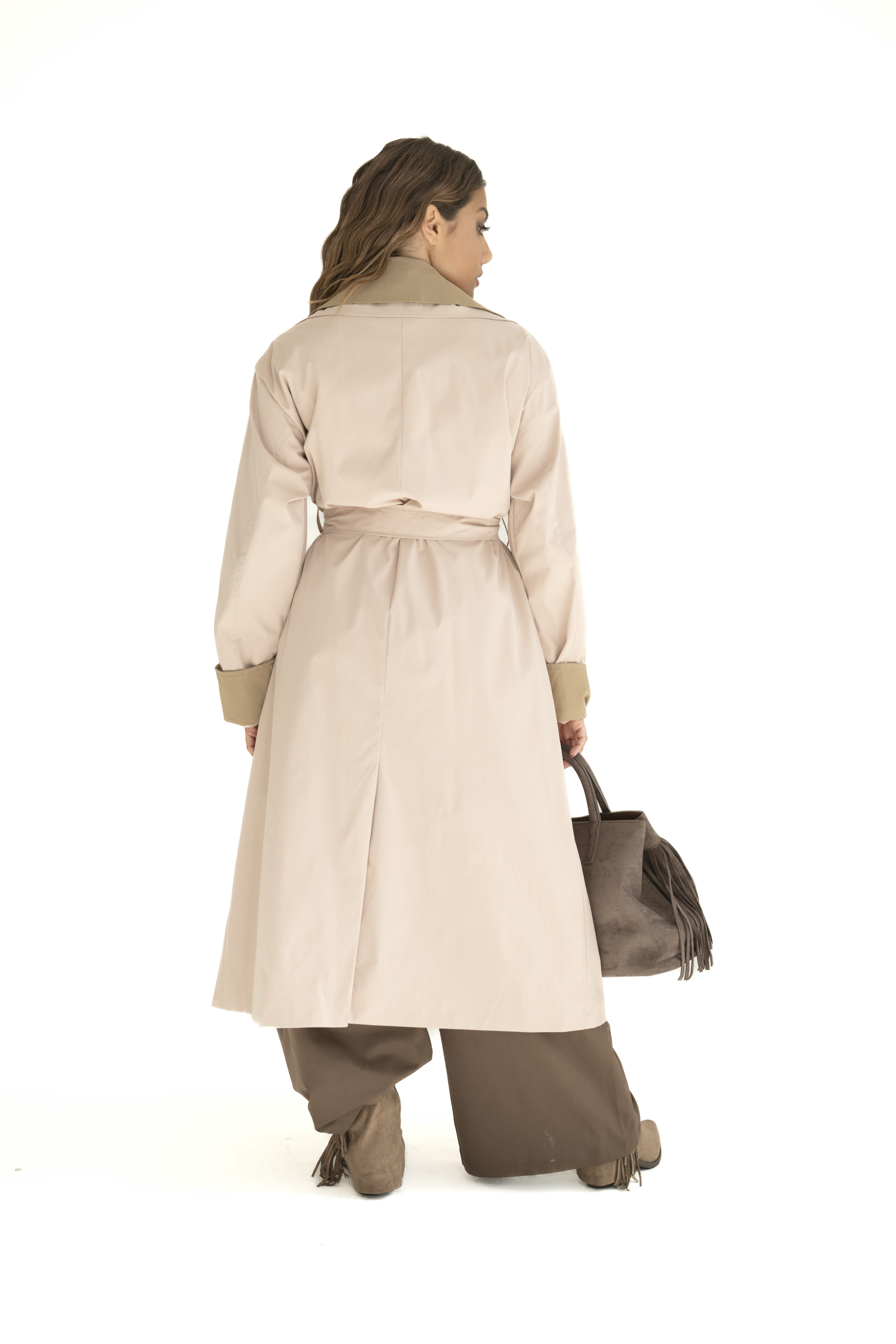Trench bicolore beige