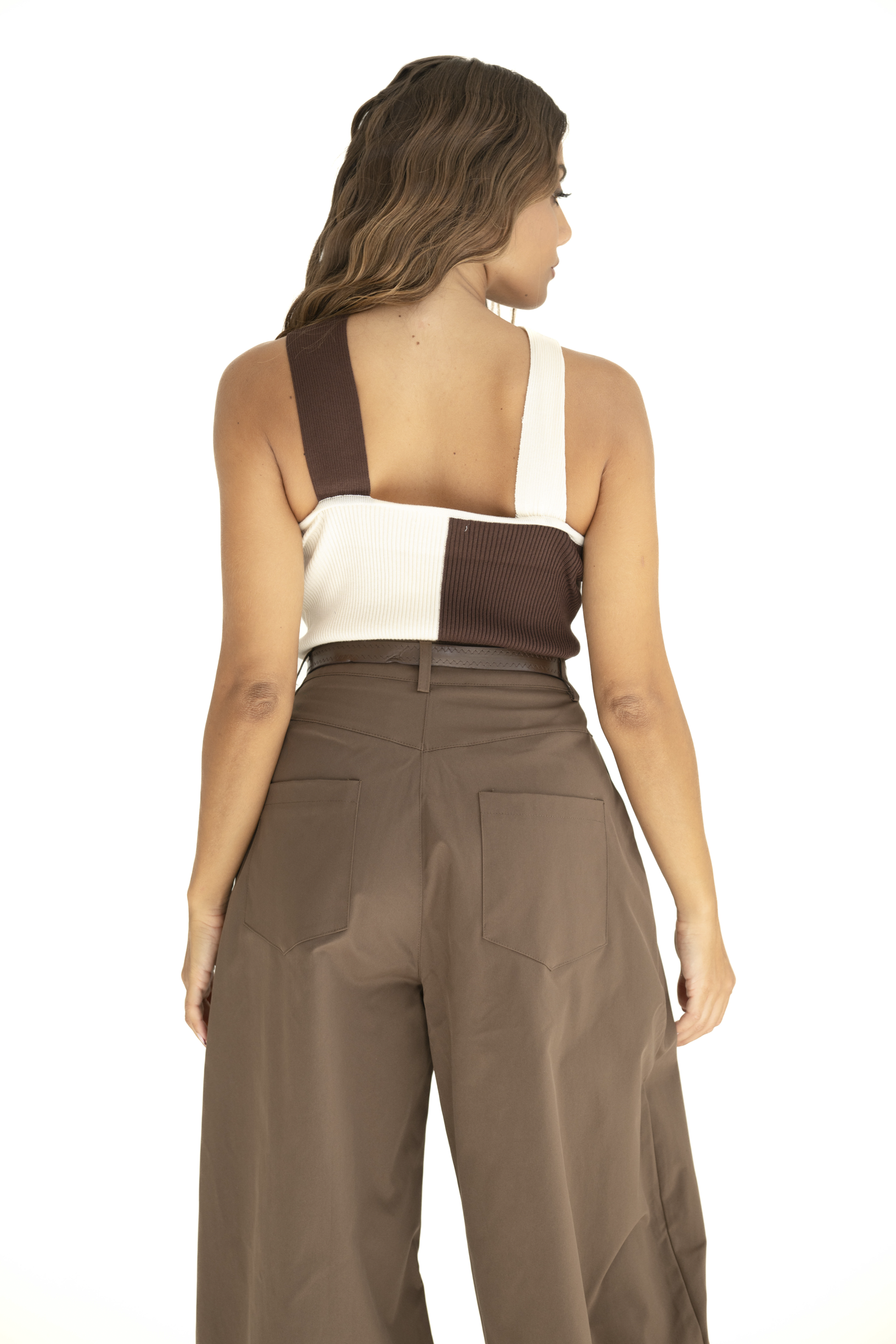 Top costina bicolore