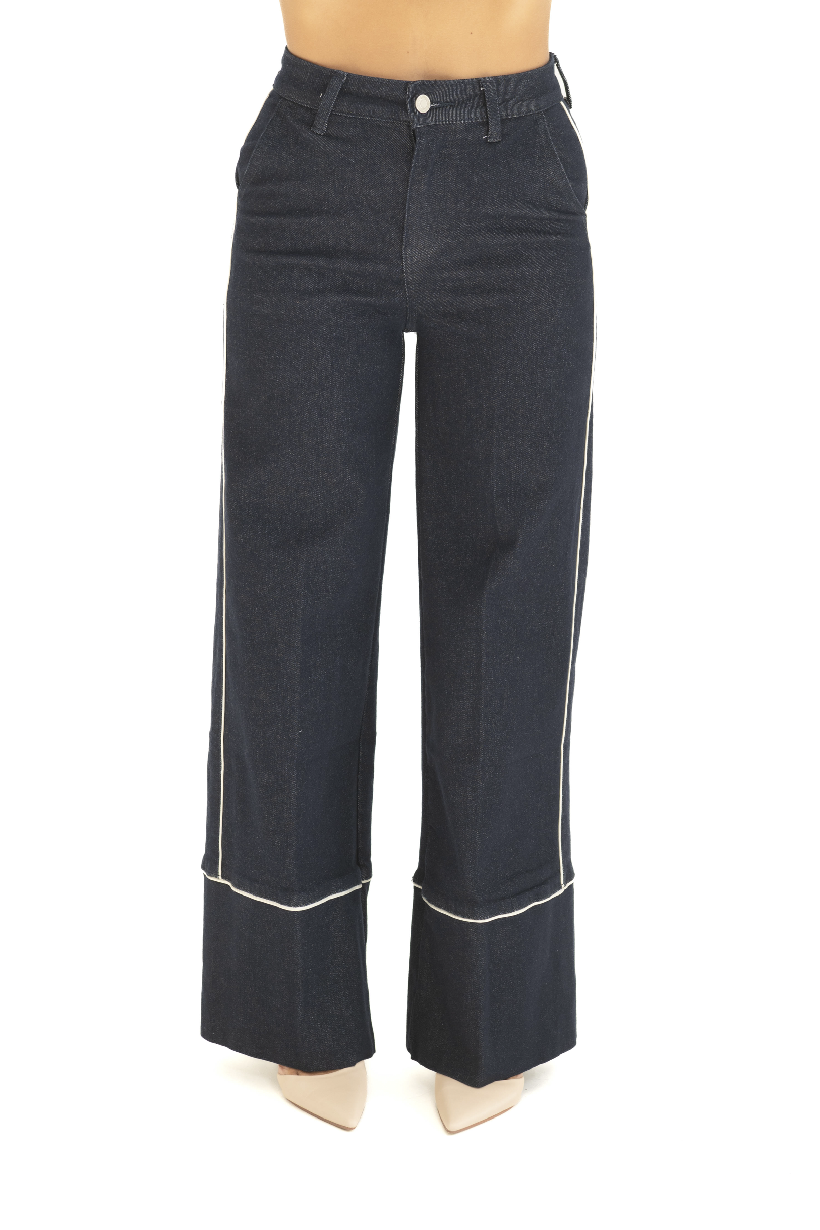 Cordset in jeans cuciture bianche