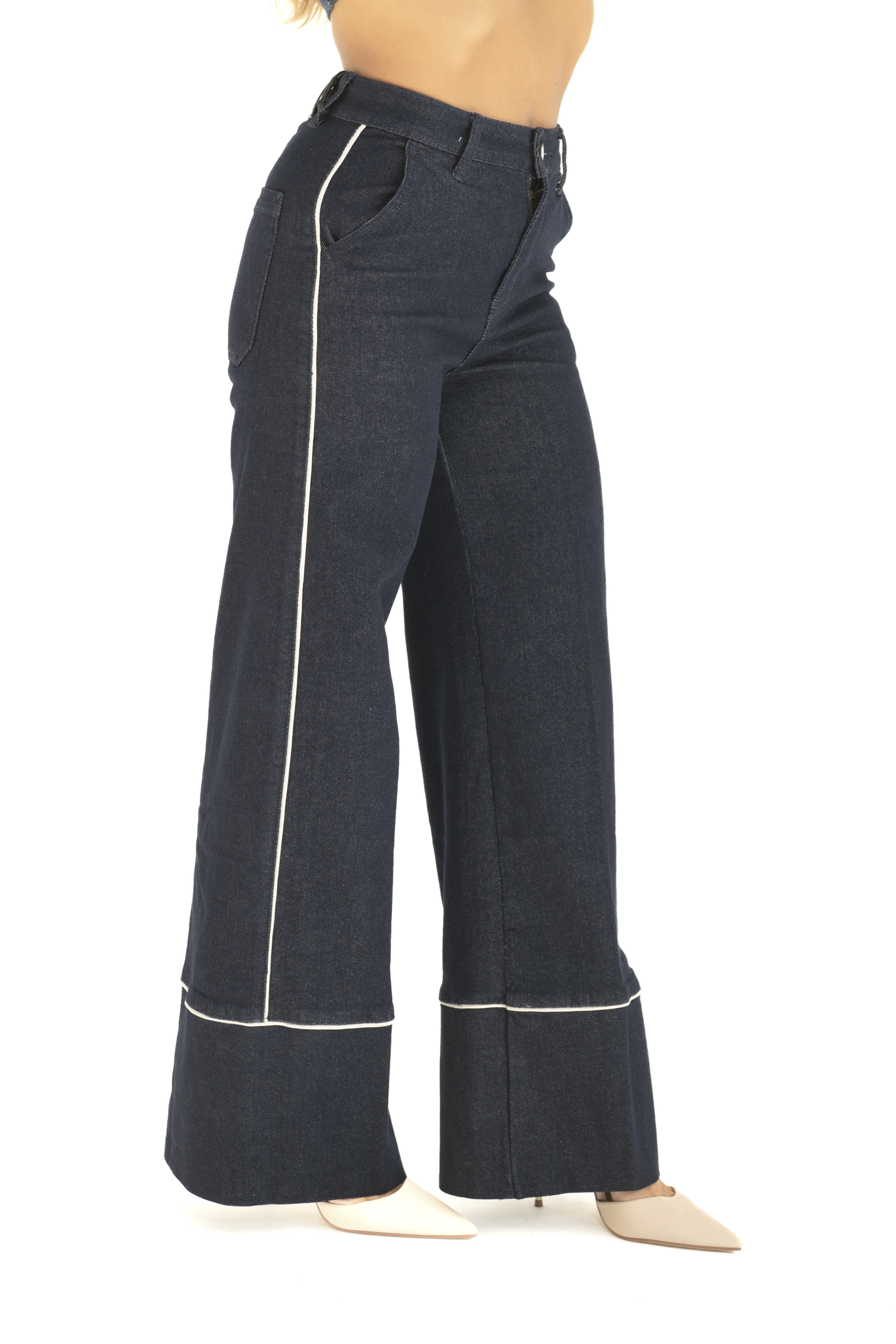 Cordset in jeans cuciture bianche
