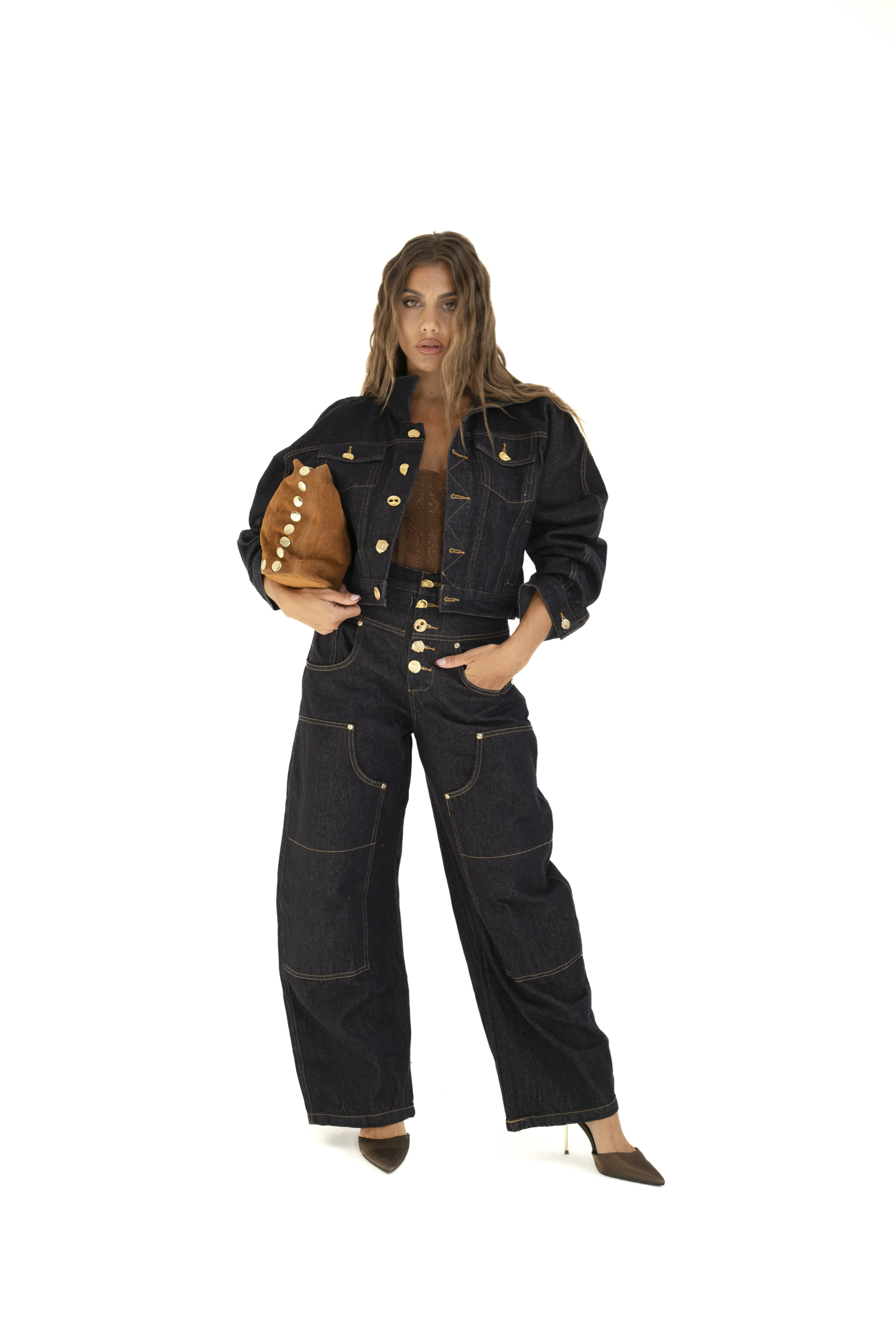 Cordset jeans denim scuro