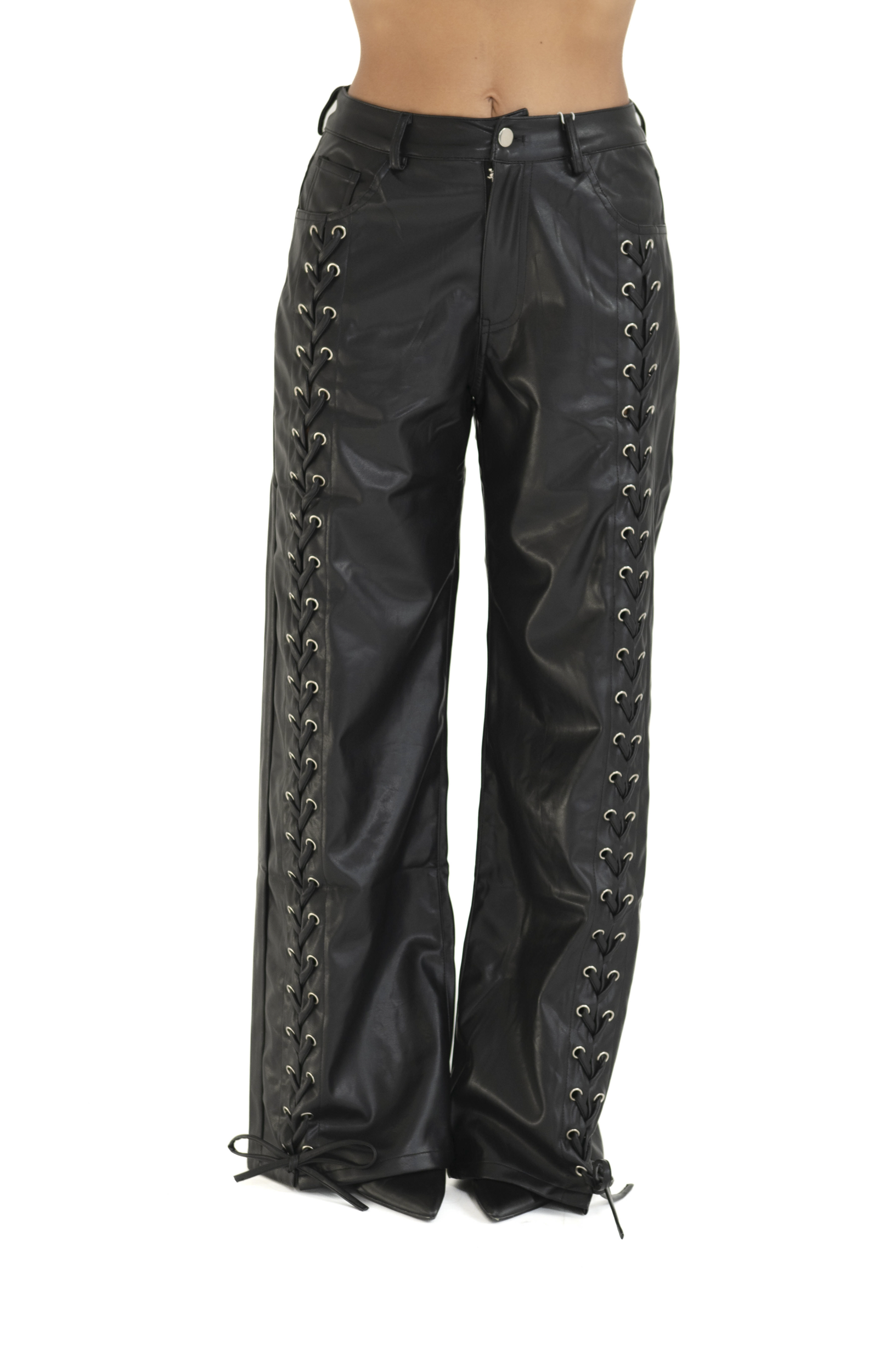 Pantalone in pelle stringato