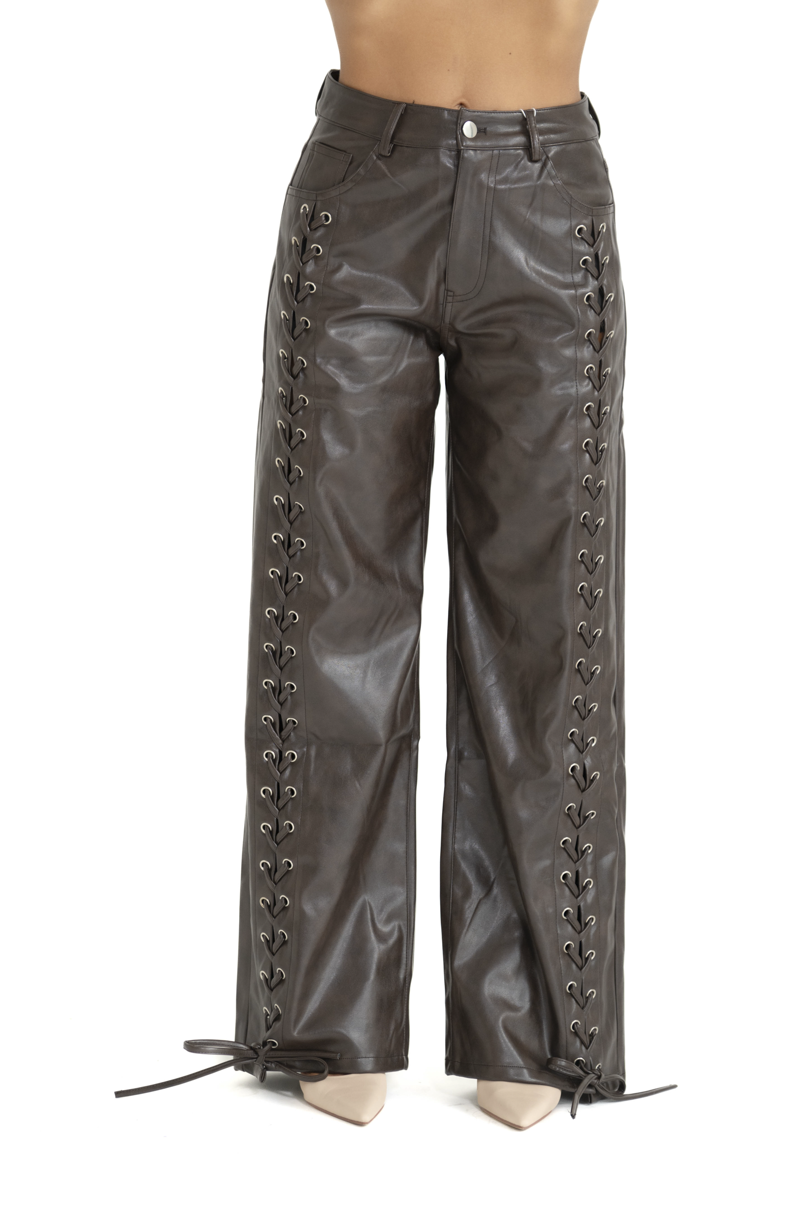 Pantalone in pelle stringato