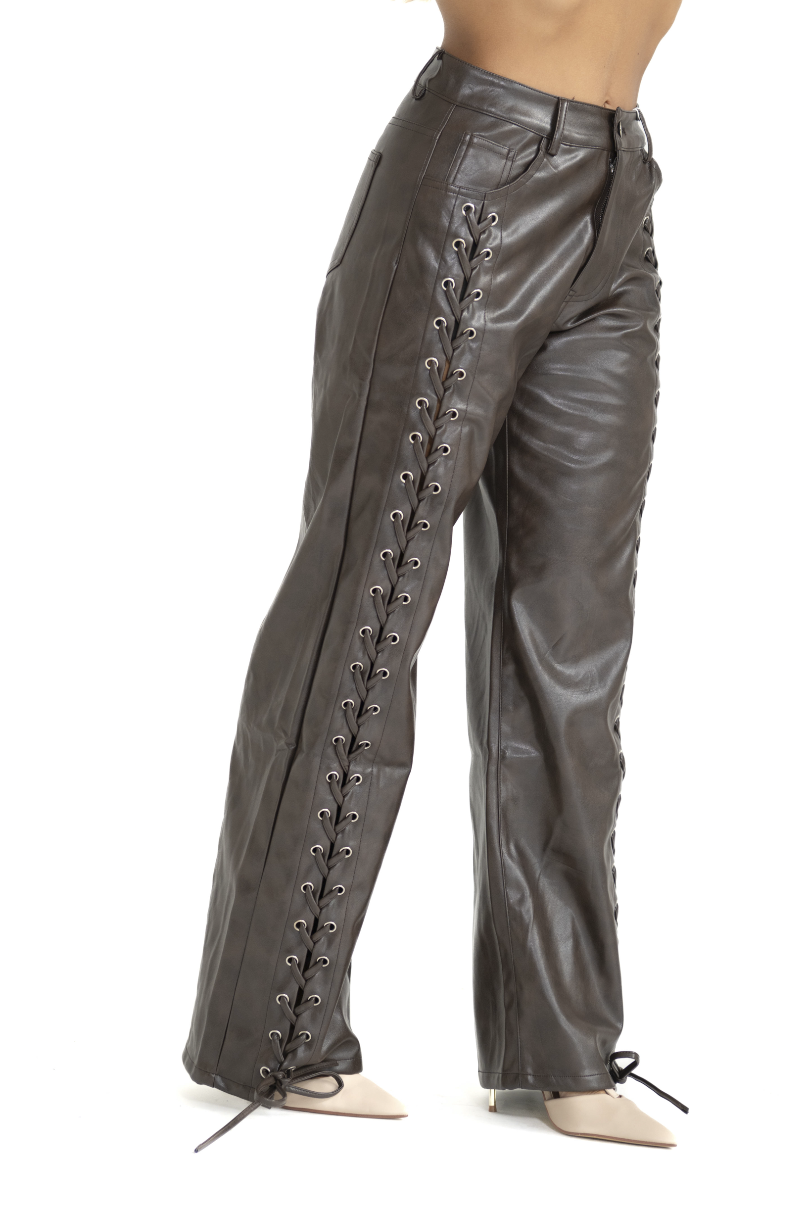 Pantalone in pelle stringato