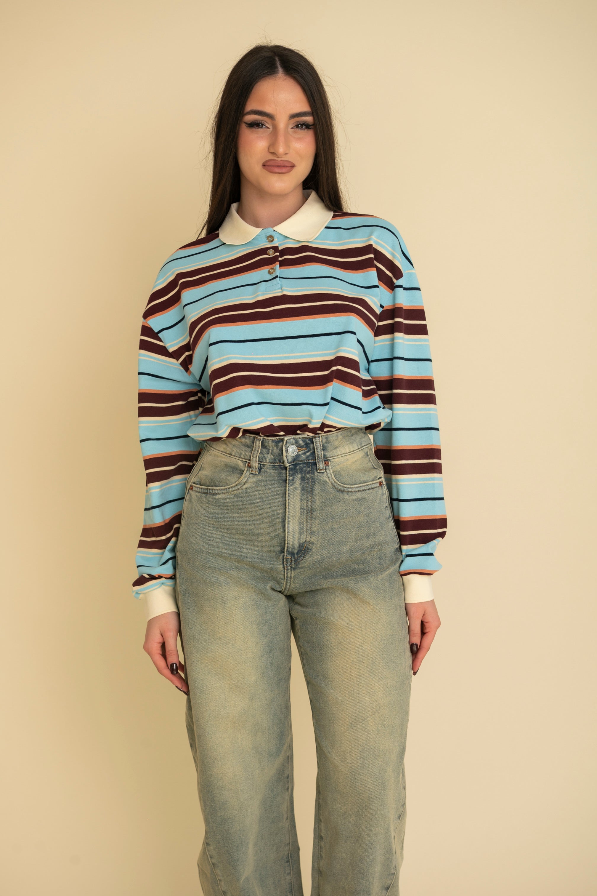 Polo a righe multicolor
