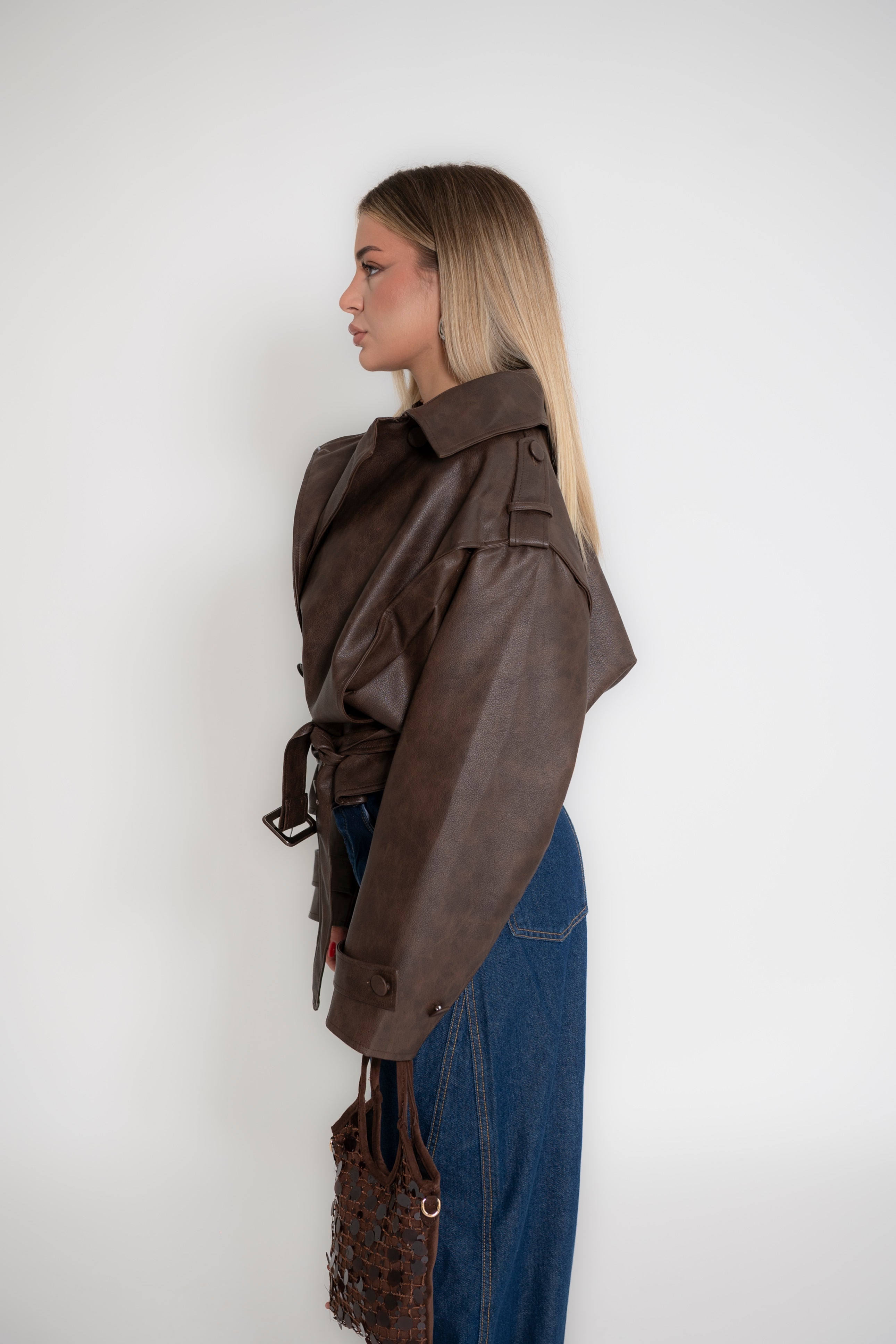 Trench corto ecopelle brown