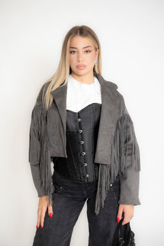 Giubbino in renna crop frange