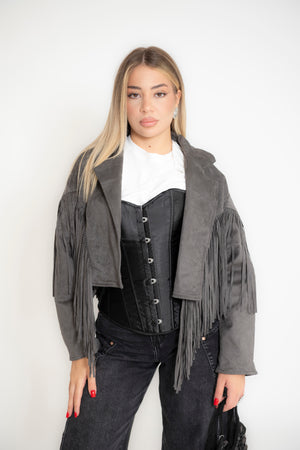 Giubbino in renna crop frange