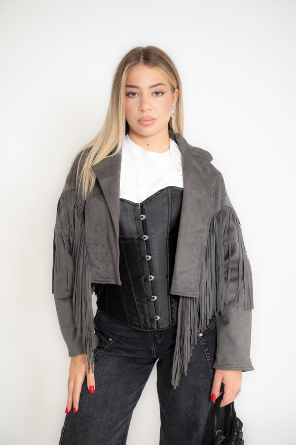 Giubbino in renna crop frange