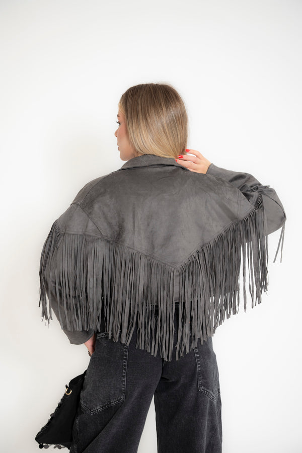 Giubbino in renna crop frange
