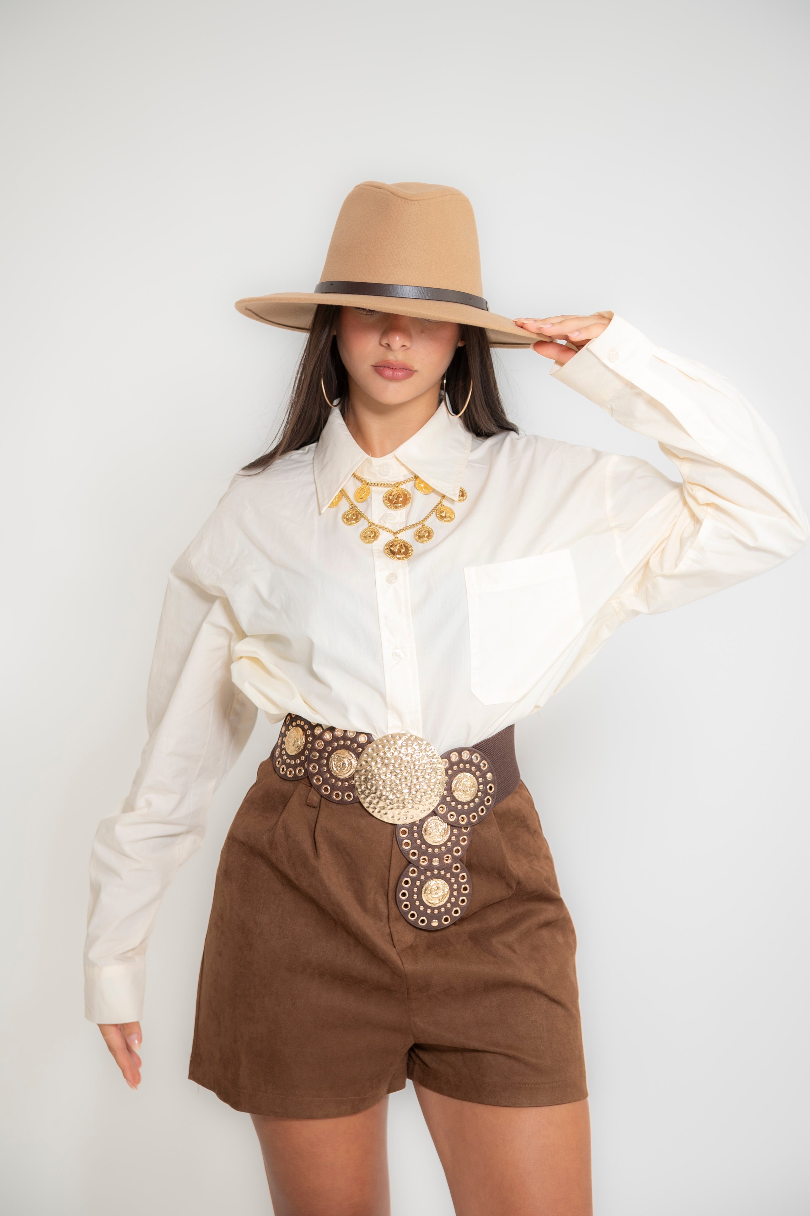 Camicia basic cotone panna