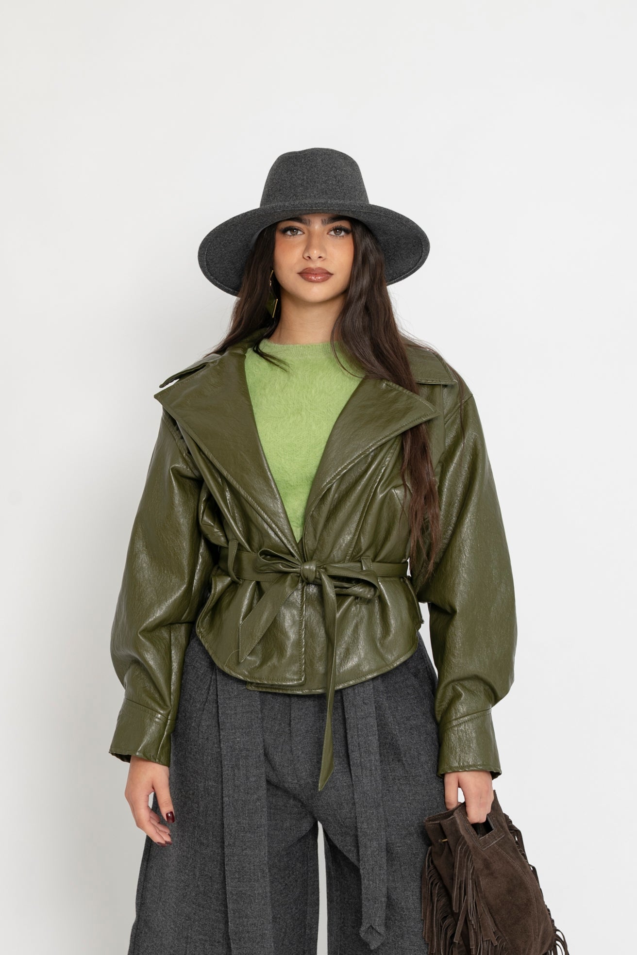 Giubbino in ecopelle green