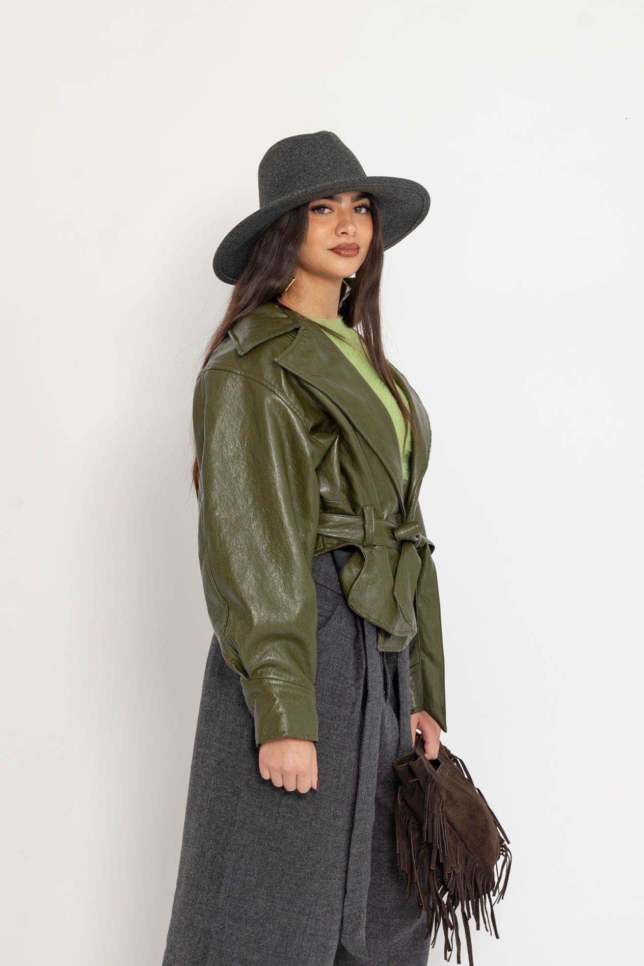 Giubbino in ecopelle green