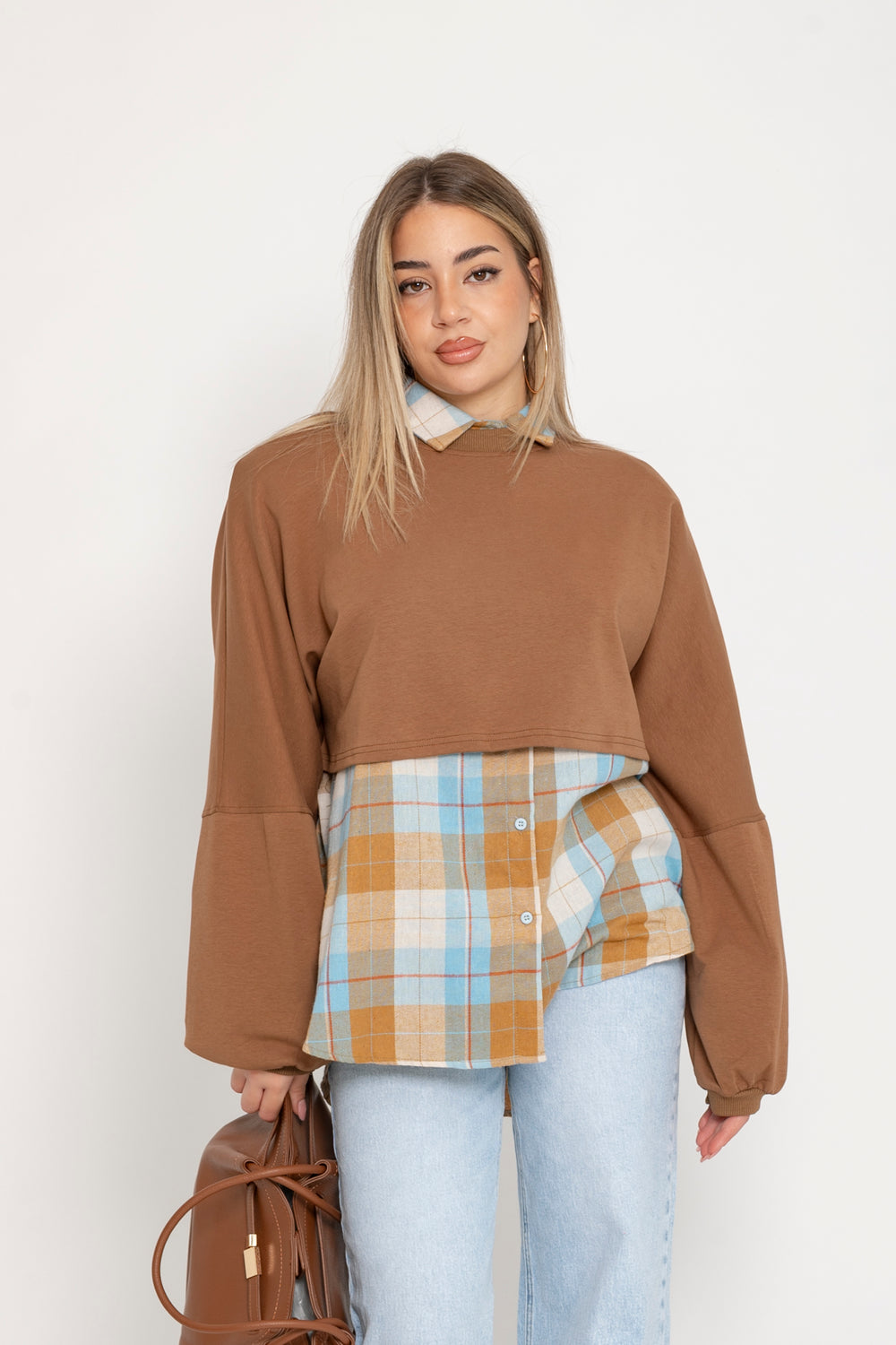 Felpa crop con spalline