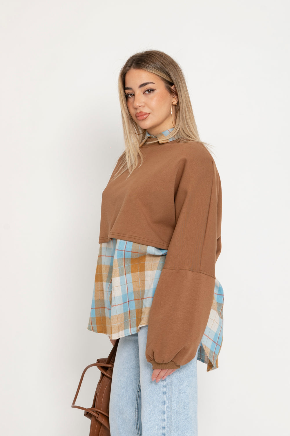Felpa crop con spalline