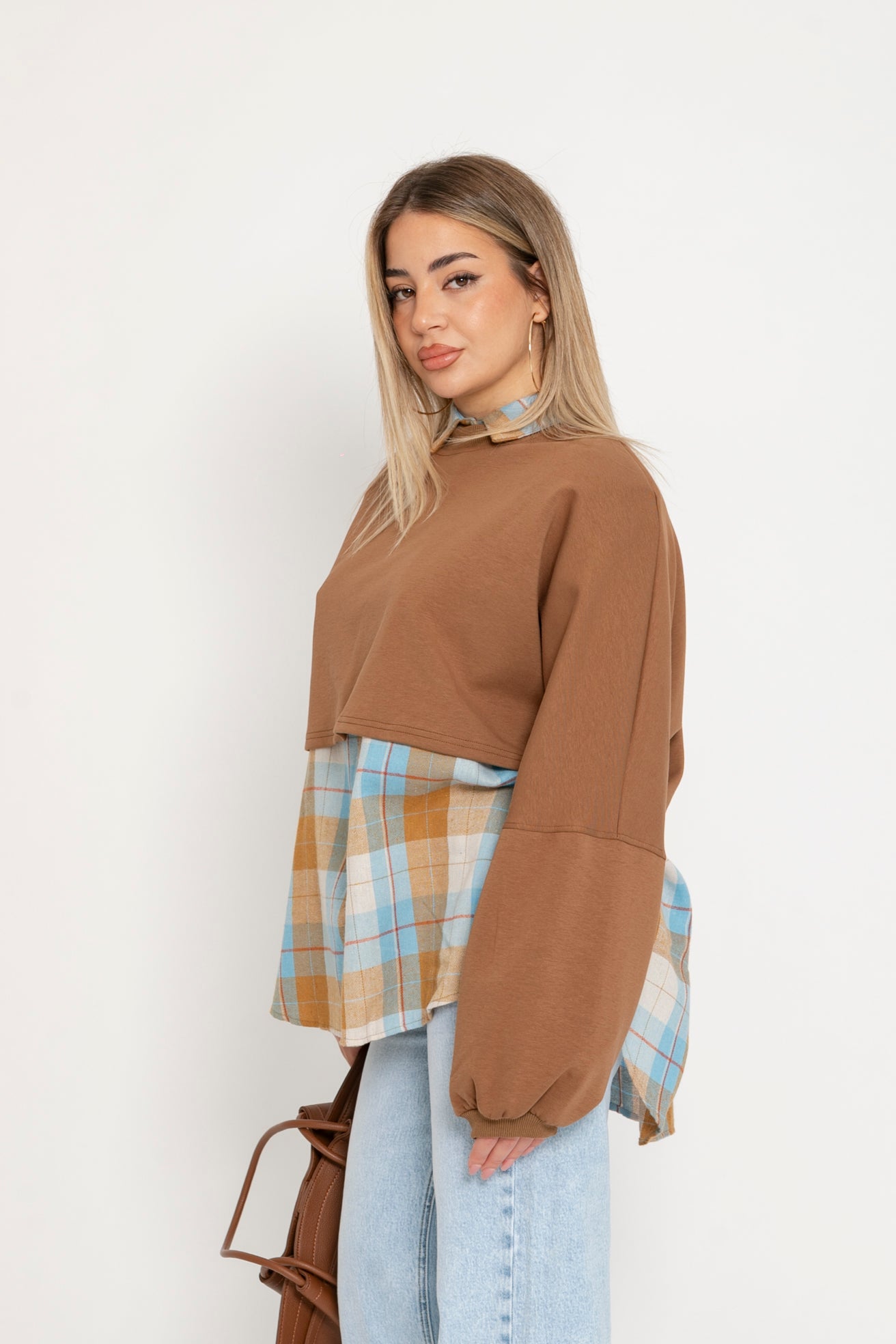 Felpa crop con spalline