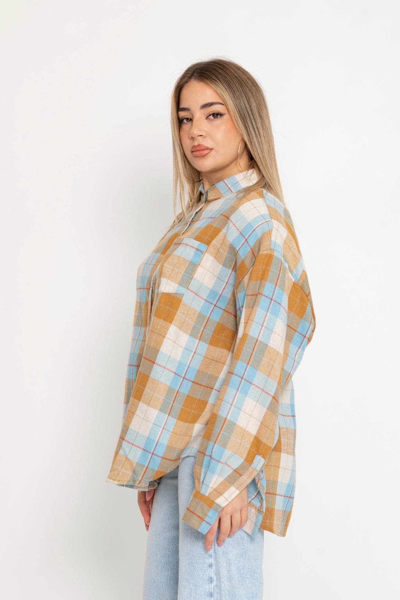 Camicia quadroni celeste
