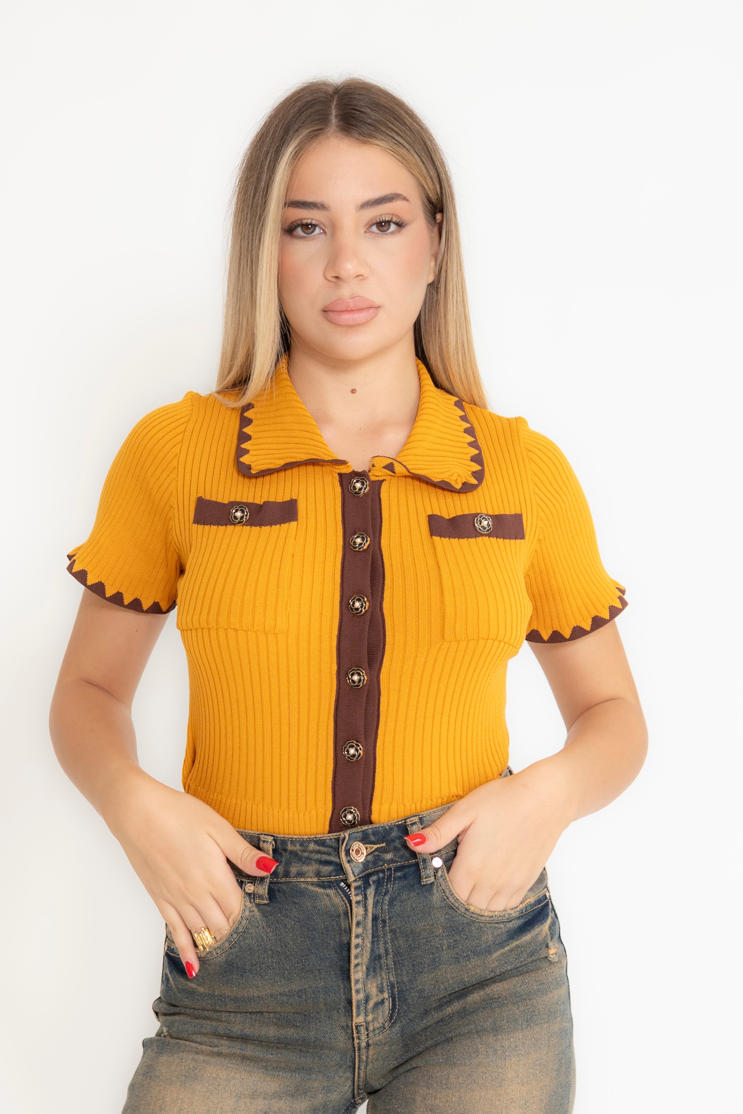 Maglia bicolor in filo