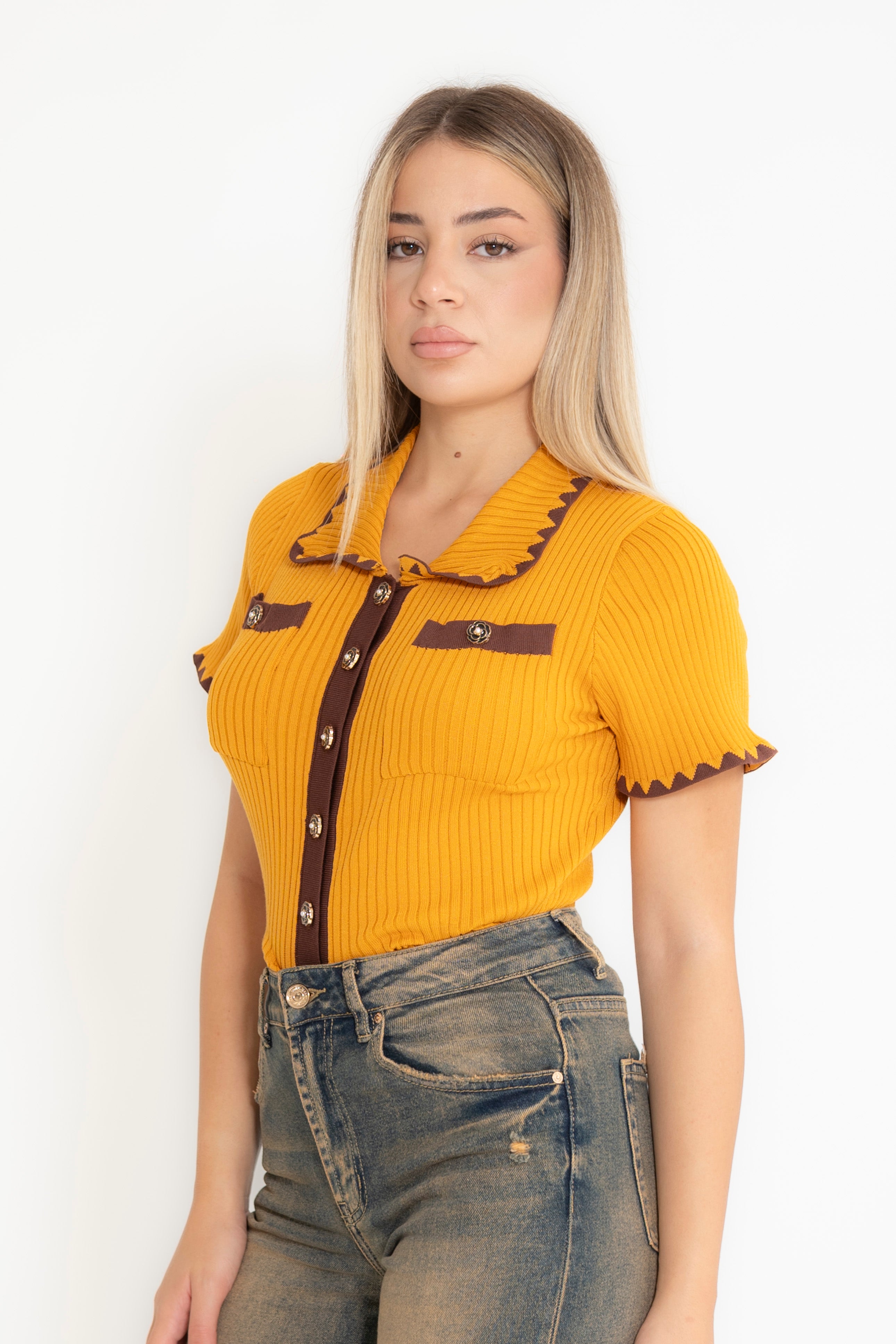 Maglia bicolor in filo