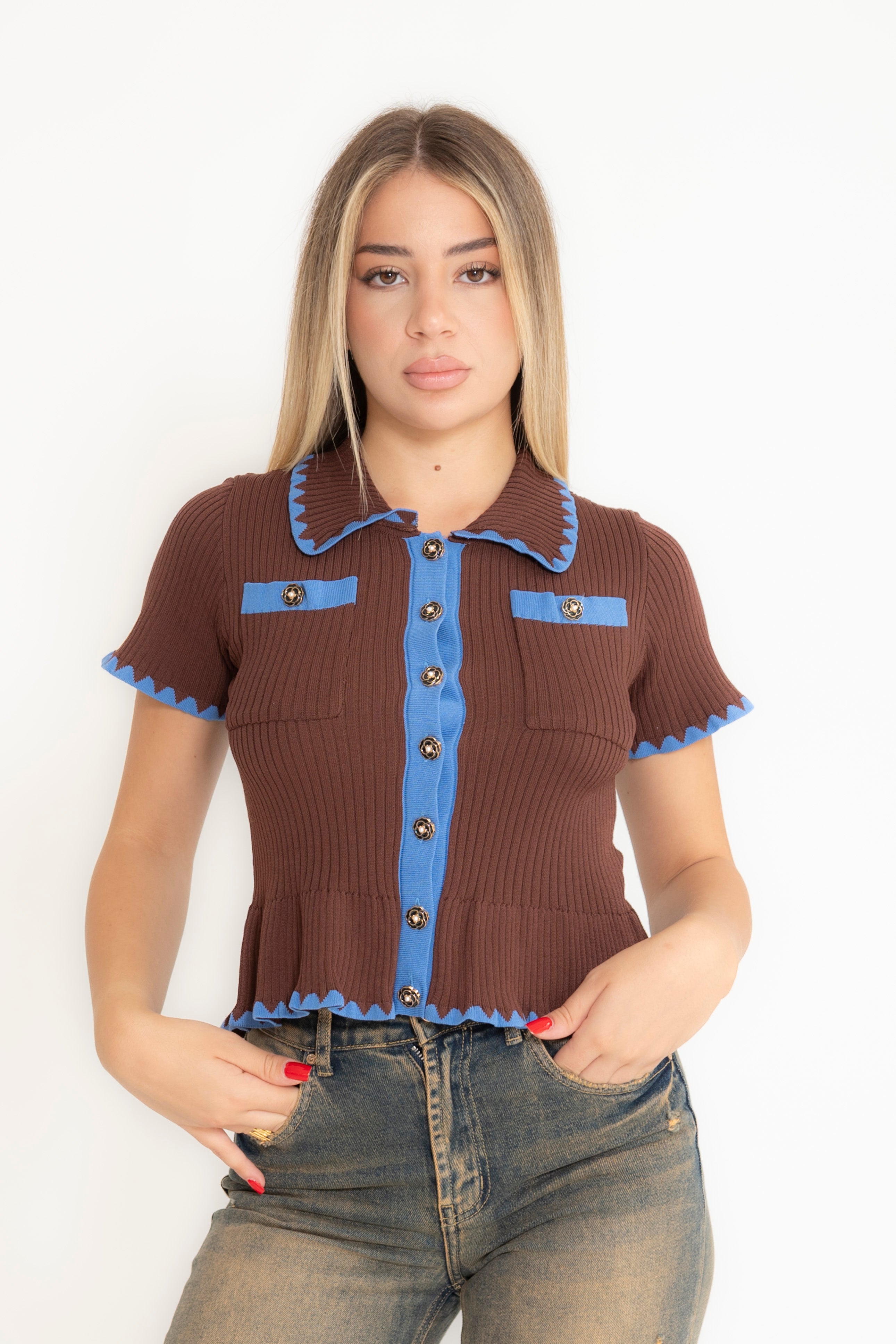 Maglia bicolor in filo