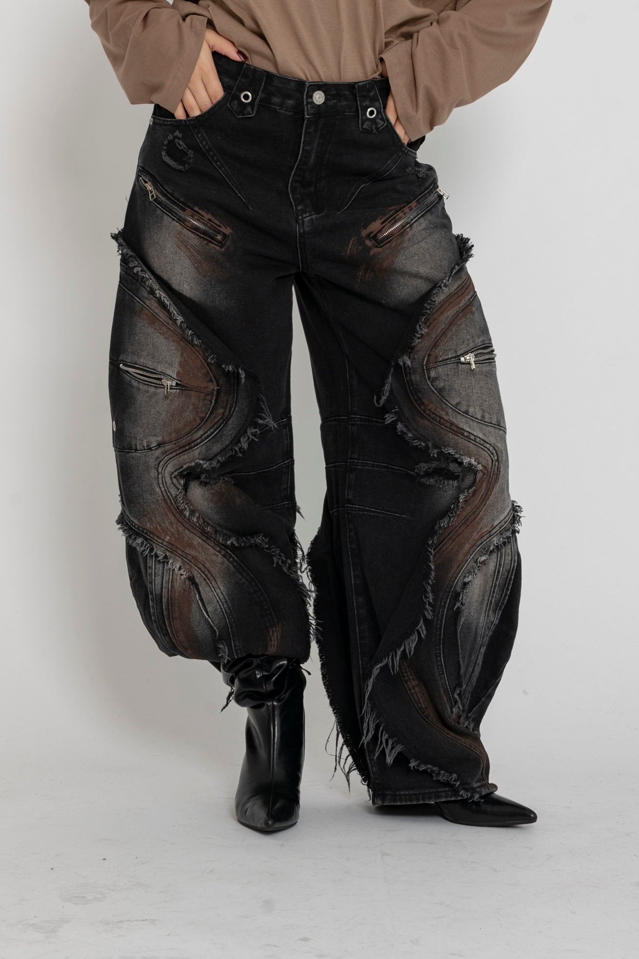 Jeans ballon black&brown