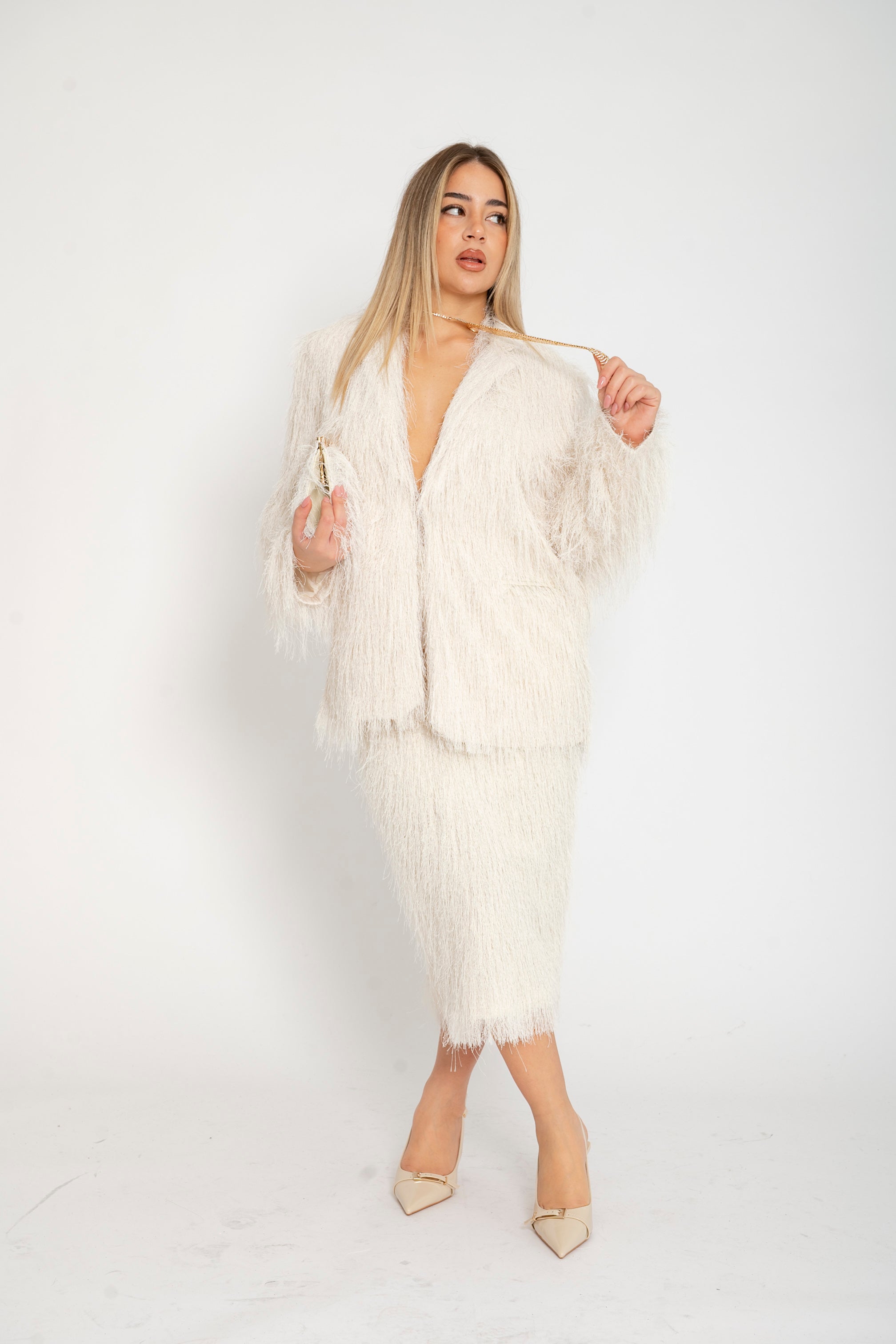 Tailleur con gonna Lumina panna