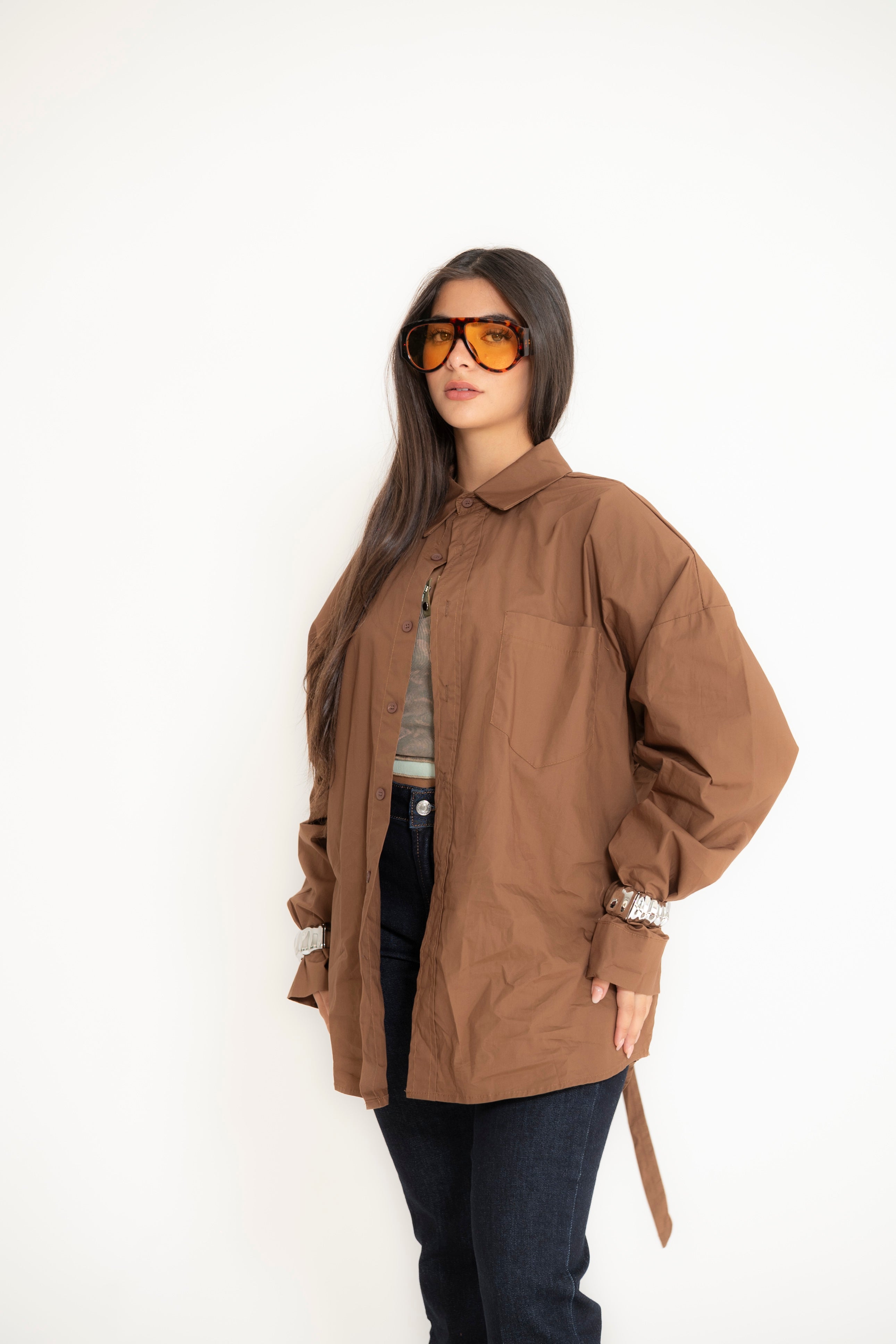 Camicia con apertura brown