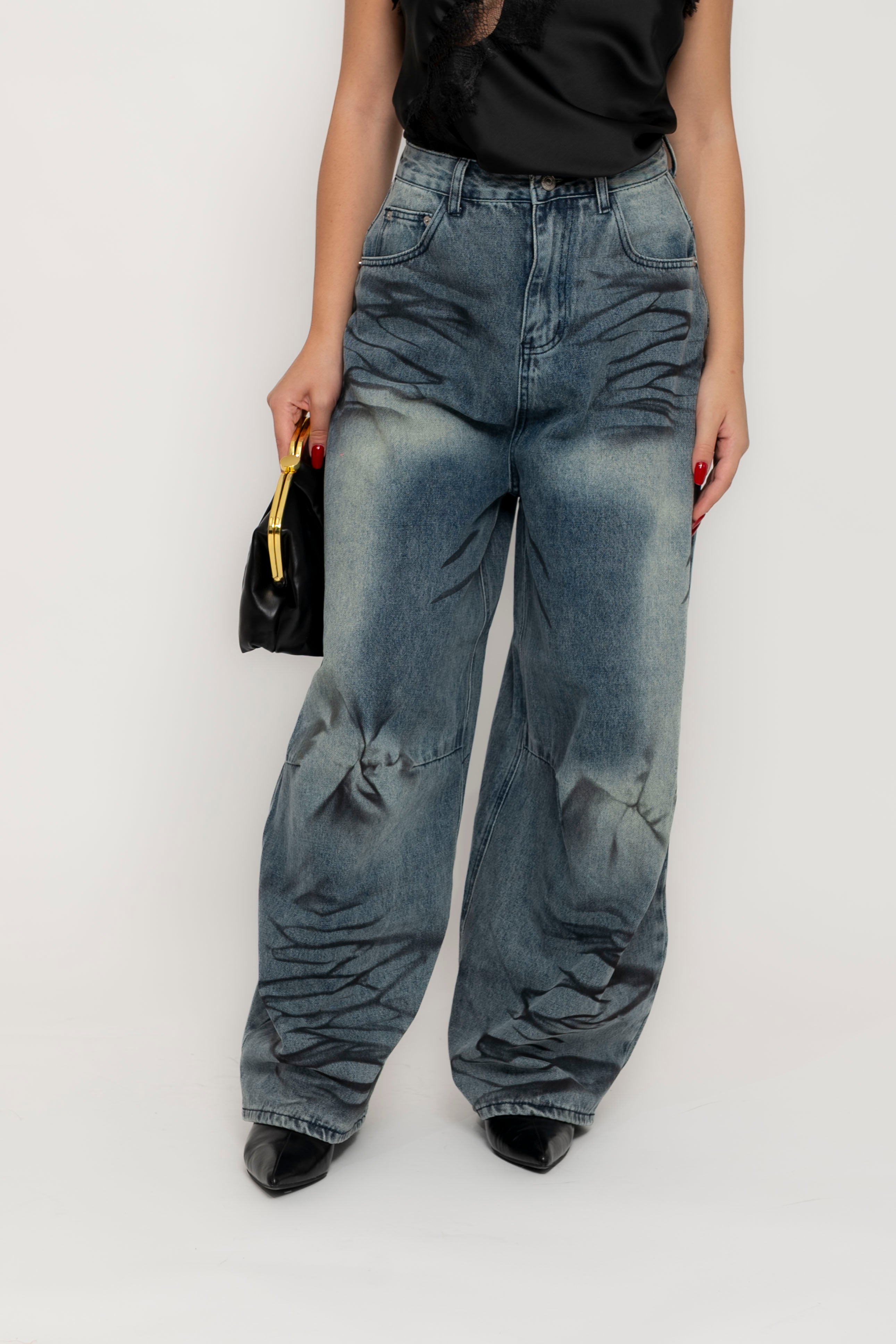 Jeans balloon sfumato nero