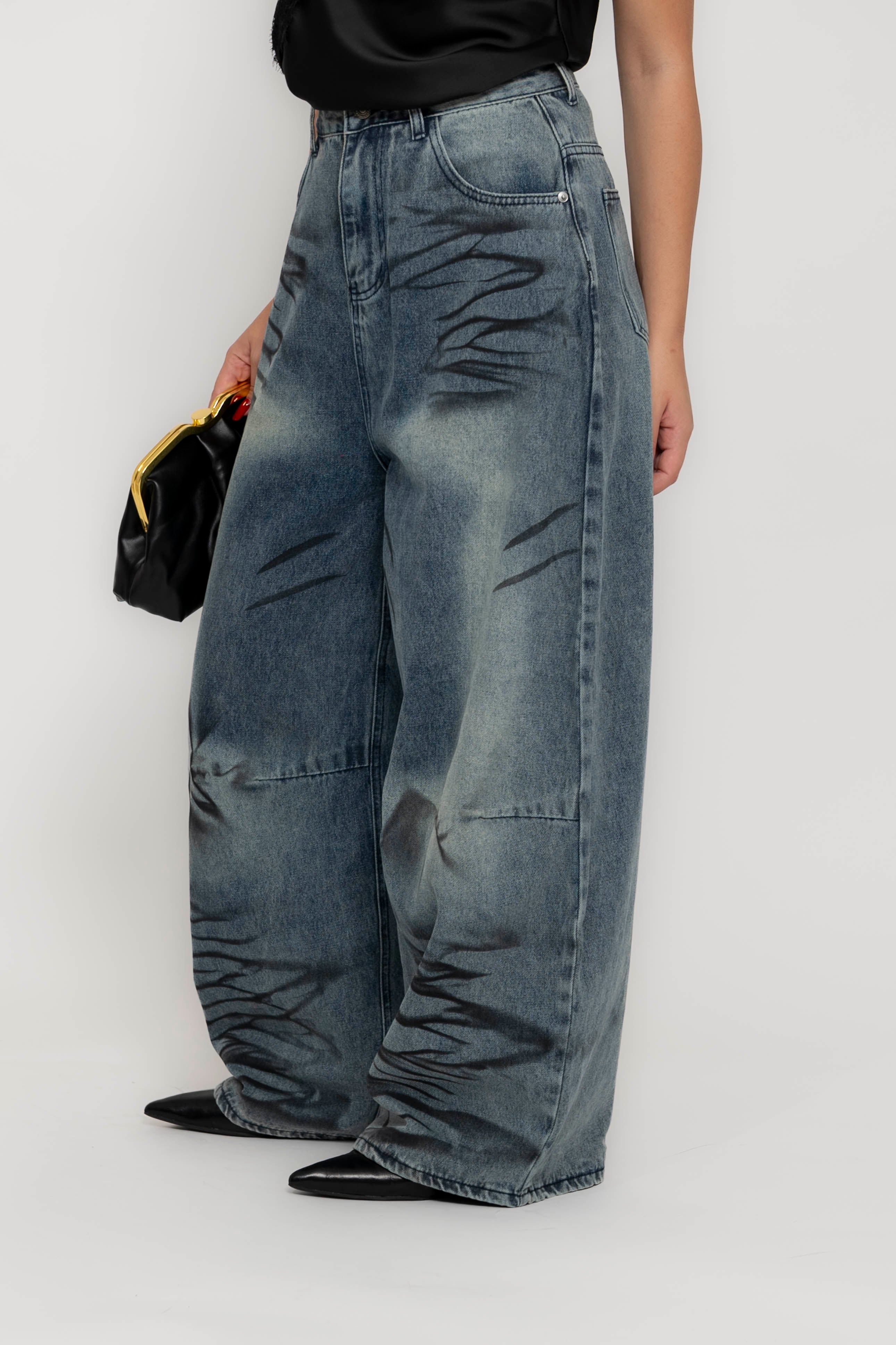 Jeans balloon sfumato nero