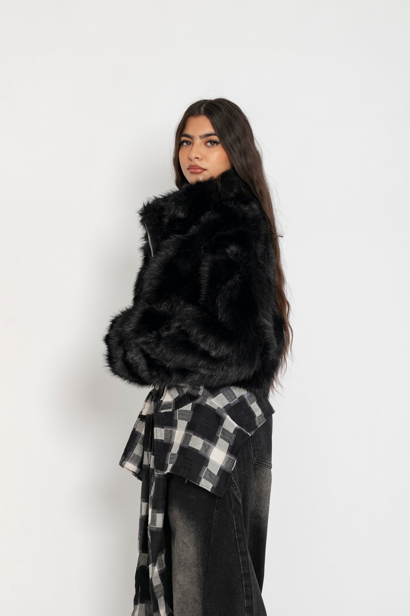 Pelliccia corta con zip