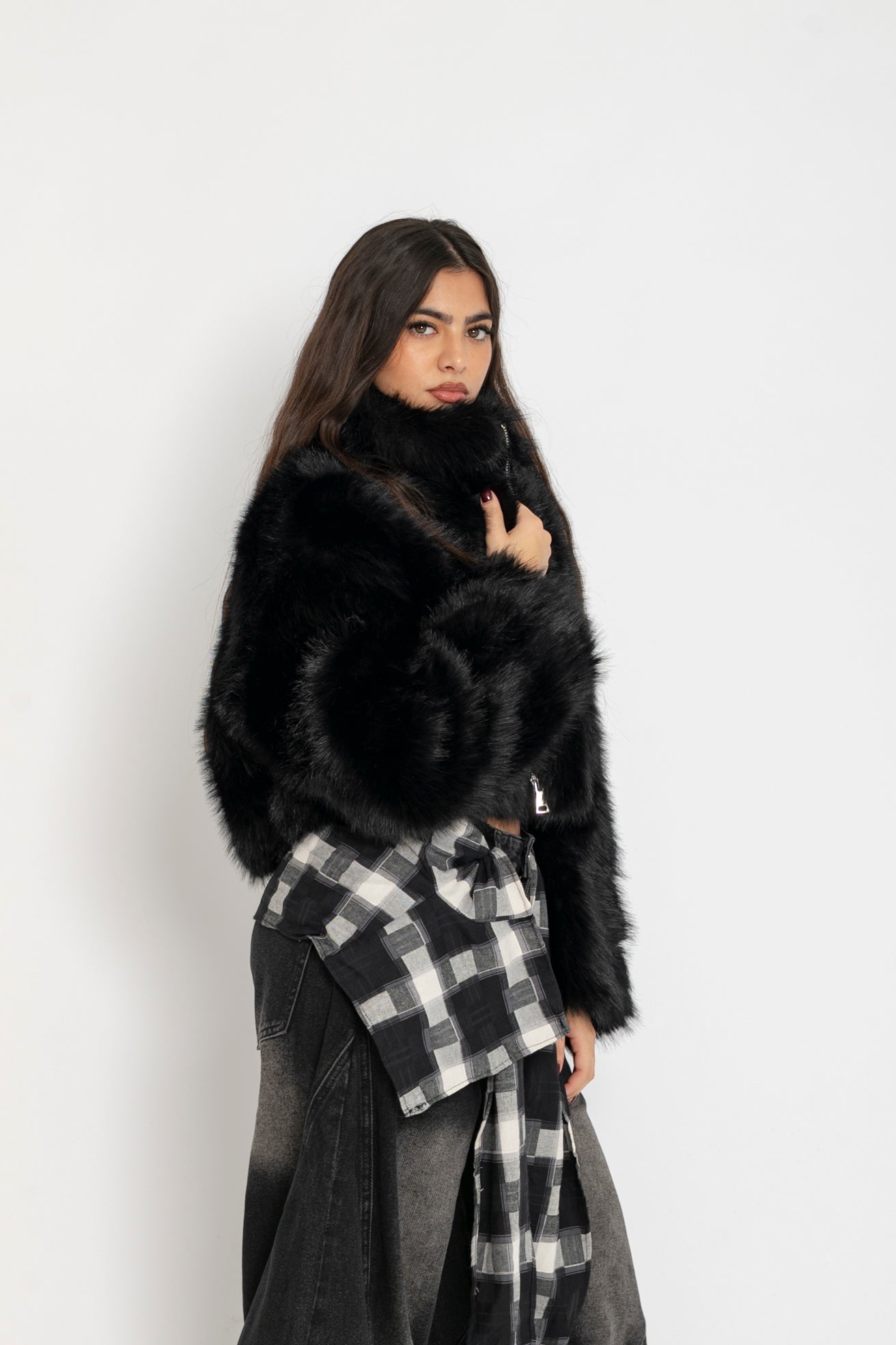 Pelliccia corta con zip