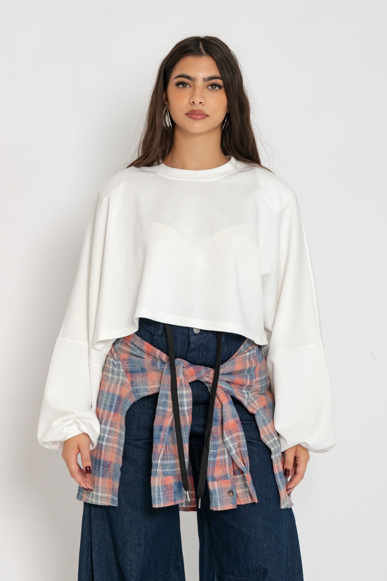 Felpa crop con spalline