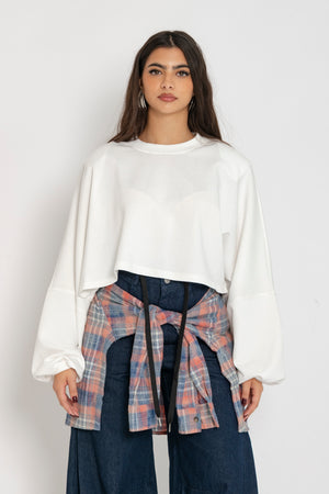 Felpa crop con spalline